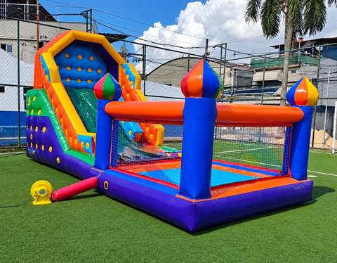 Toboágua premium inflável com escorregador e piscina